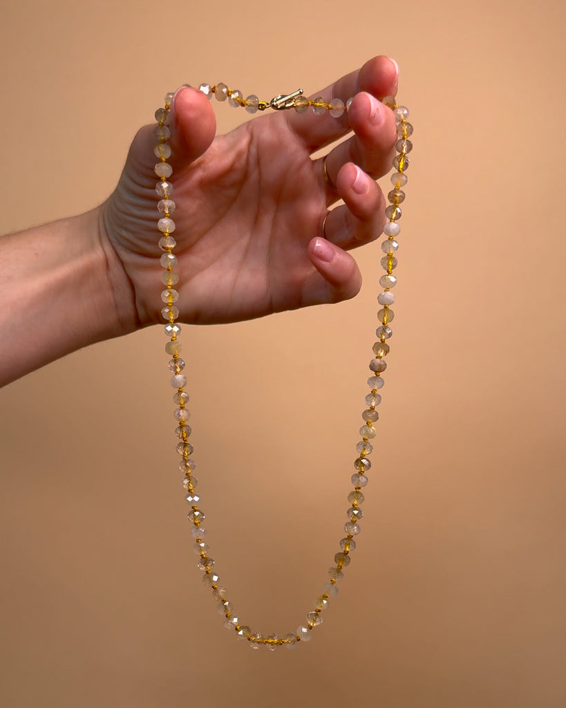 Golden Rutilated Quartz Beaded Necklace