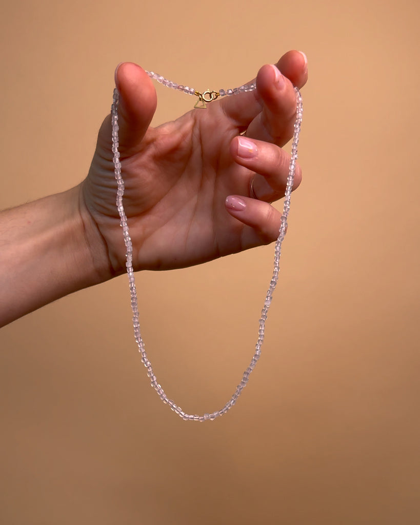 Tiny Rose Quartz Beaded Necklace