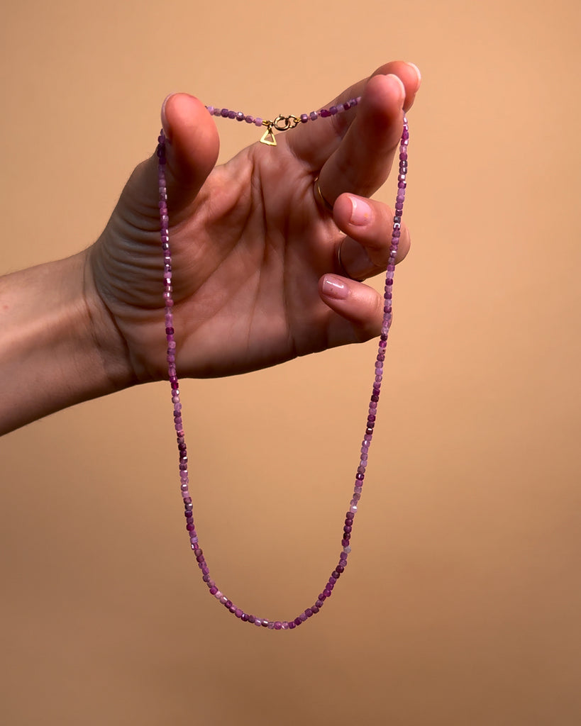 Tiny Strawberry Ruby Beaded Necklace